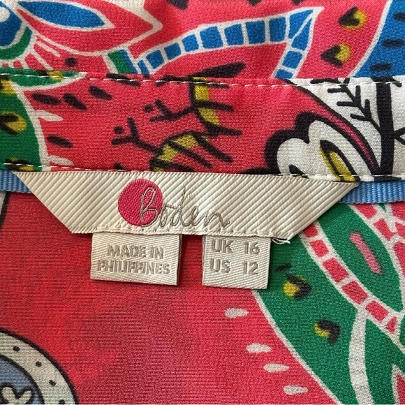 Boden Women’s Size 12 Cream Pink Paisley Silk Lilian Pullover Top Blouse - Picture 8 of 11